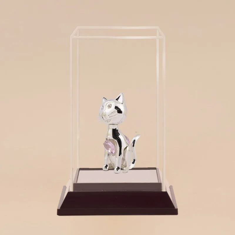 Silver Cat Majesty Silver Plated Mild Steel Showpiece media 3