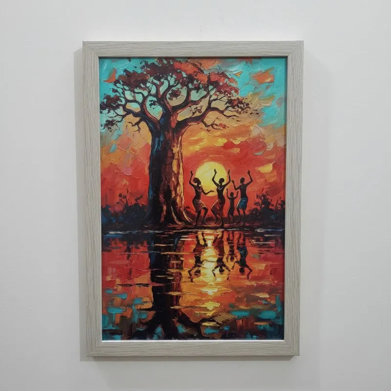 Serengeti Sunset Inspired Wall Painting With Frame - Set Of Three media 6