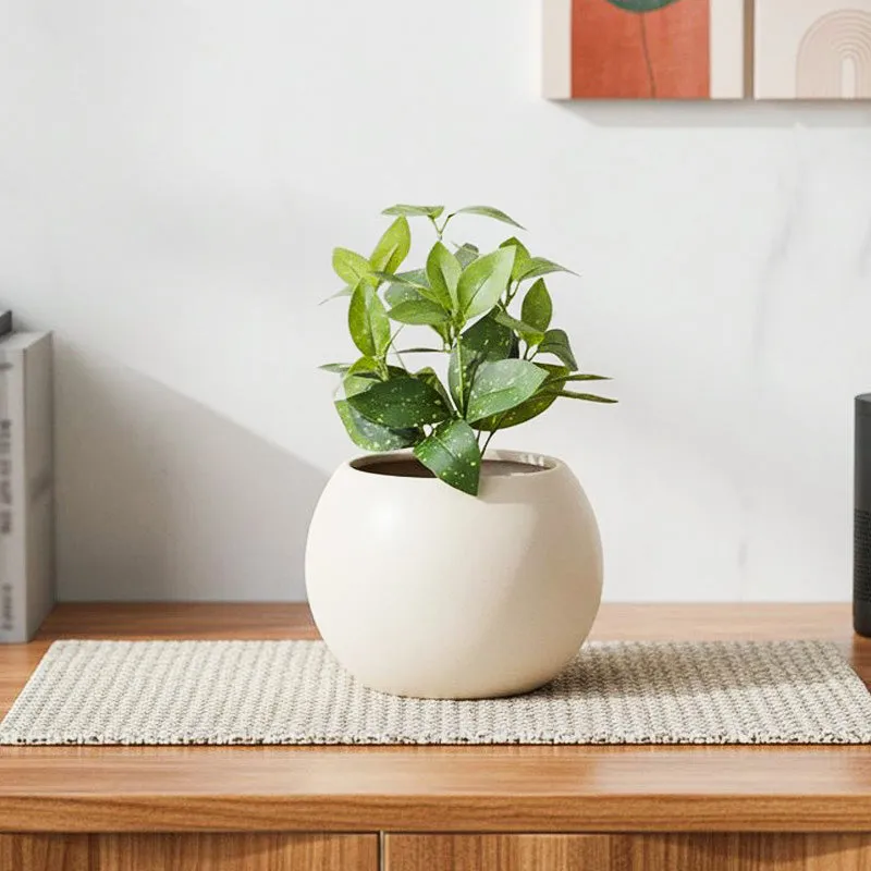 Artificial Grey Croton Plant With Black Fiber Pot - 0.9 Feet media 1