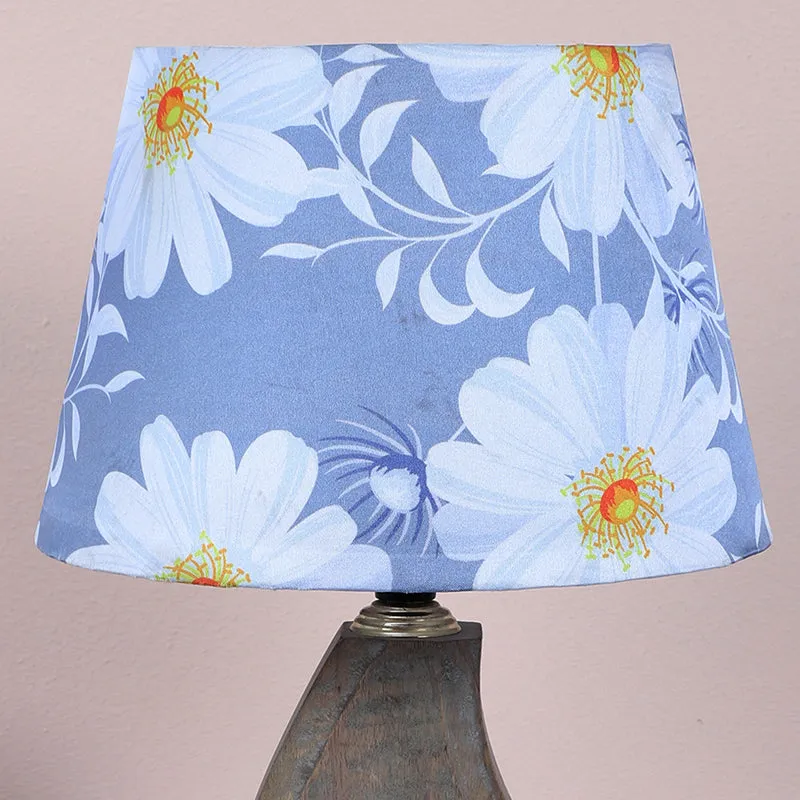 Daisy Blooms Runes Printed Mango Wood Table Lamp - White,Blue,Brown media 3