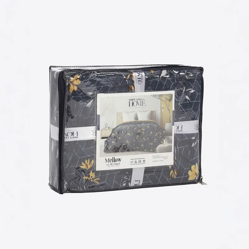 Monte Carlo Bluemora Floral Print Polyester Blanket (Blue) - 210 GSM media 7