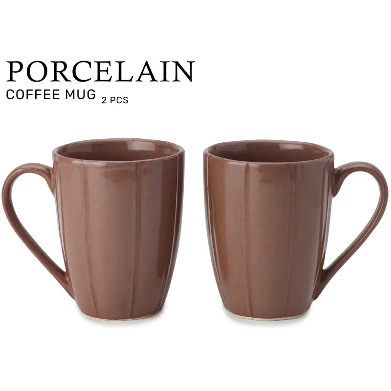 Ciro Porcelain Coffee Mug (300 mL Each/Pastel Brown) - Set of Two media 3