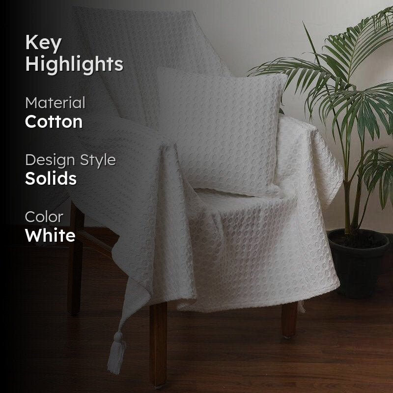 Tender Loom Knitted Cotton Throw (White) - Two Piece Set media 2