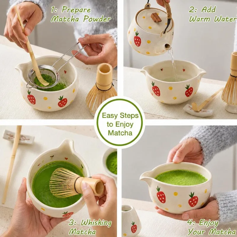 Sakura Ceramic Matcha Bowl & Whisk Holder Set (450 mL) - Two Piece Set media 3