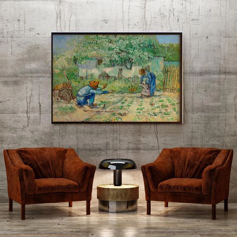First Steps After Millet By Vincent Van Gogh - Black Frame media 4