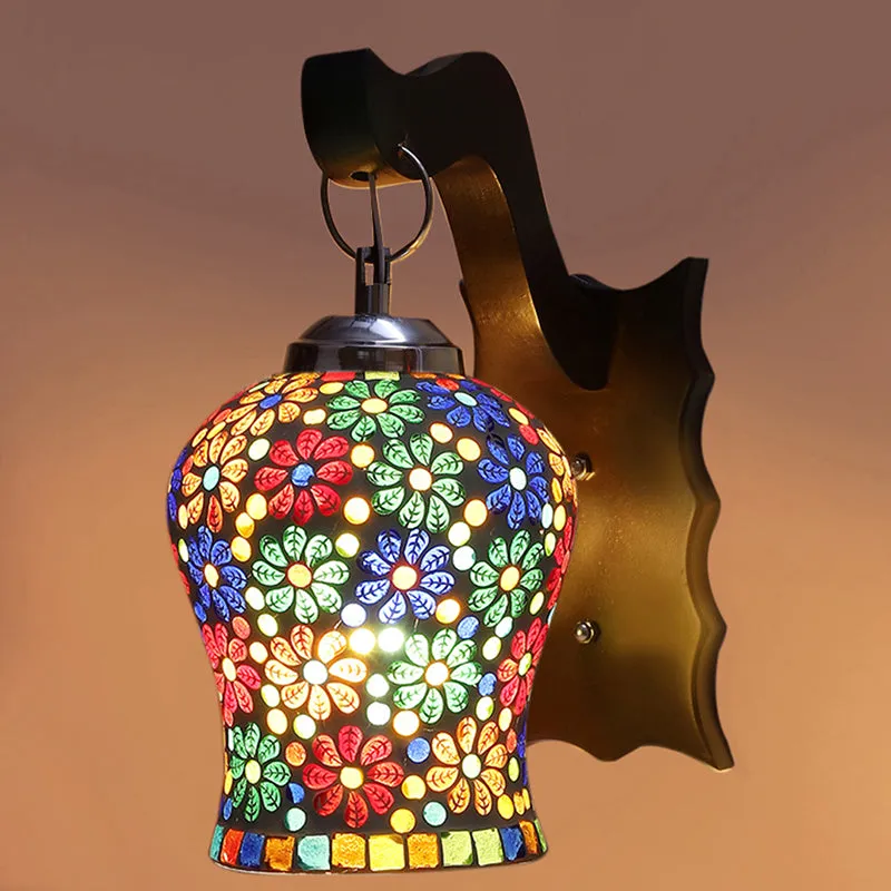 Delphi Mosaic Glass & Wooden Wall Lamp - Multicolor media 5