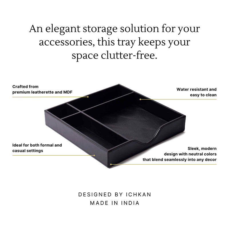 Veltrix Cube Faux Leather Desk Organiser - Black media 4