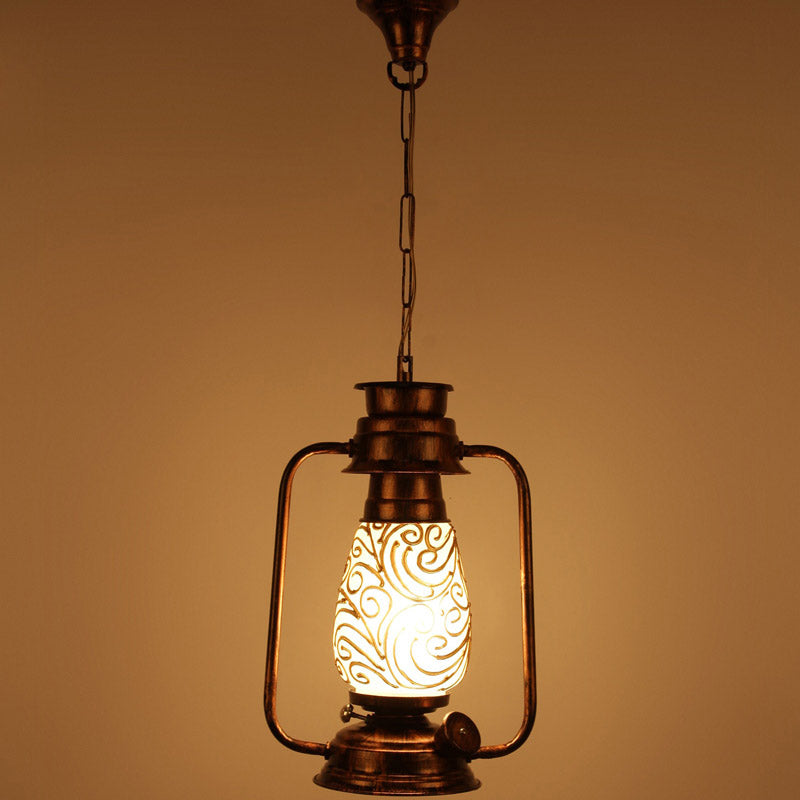 Saagar Mosaic Lantern Glass Ceiling Lamp - Copper media 4