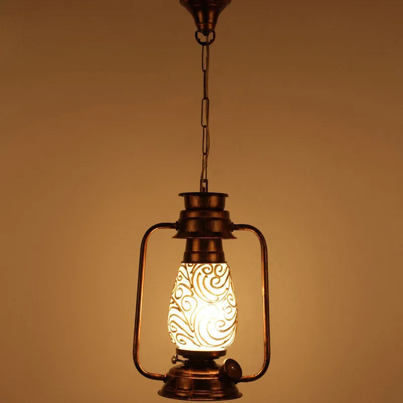 Saagar Mosaic Lantern Glass Ceiling Lamp - Copper media 4