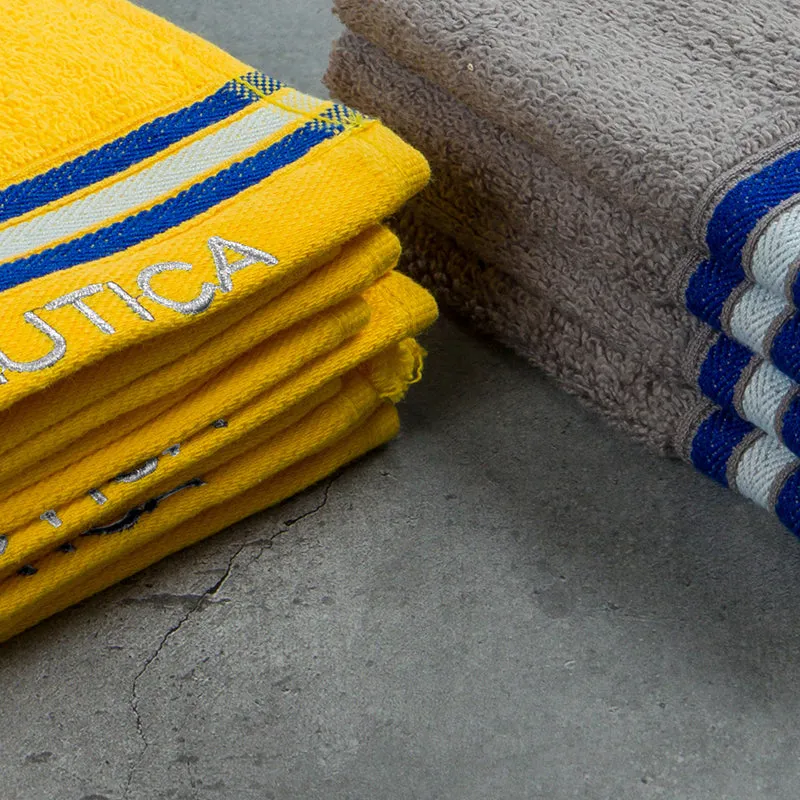 Nautica Dove Down Cotton Face Towel (Grey & Yellow) - Set Of Eight media 5