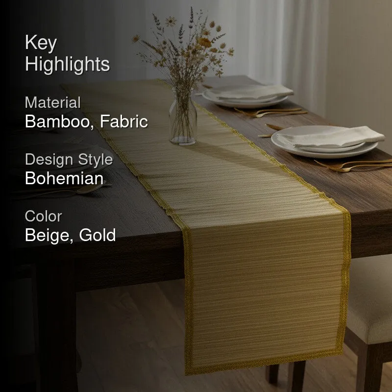 Dining Flow Bamboo Table Runner - Beige,Gold media 2