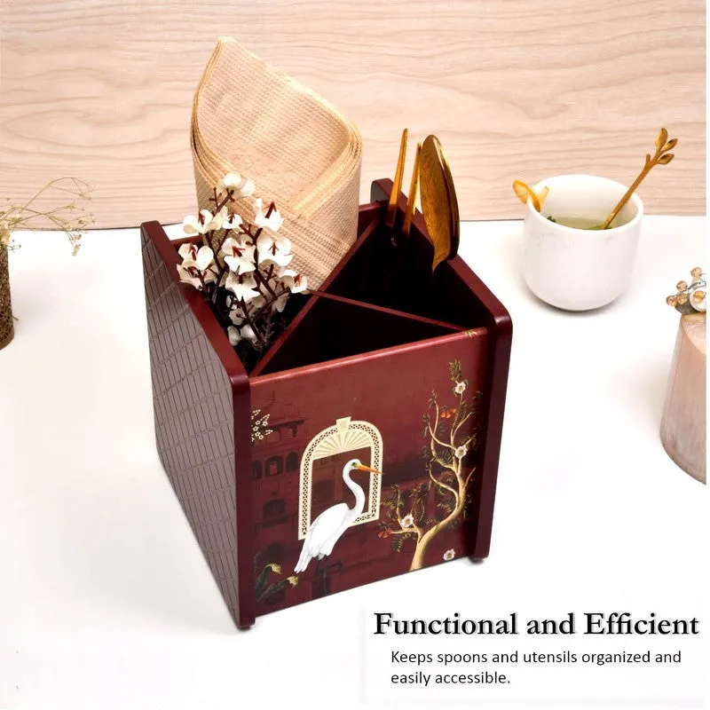 Rustic Wooden Cutlery Stand media 3