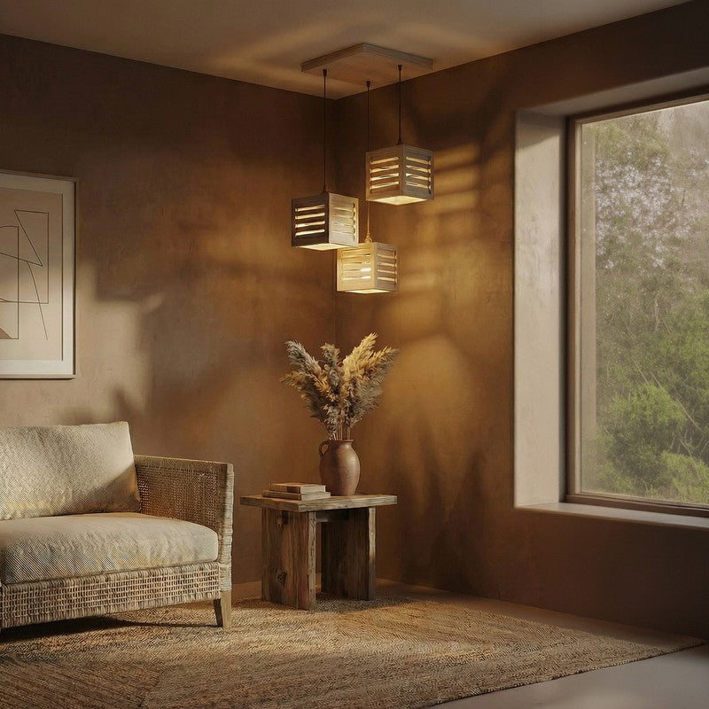 Urban Cage Wooden Ceiling Lamp - Beige