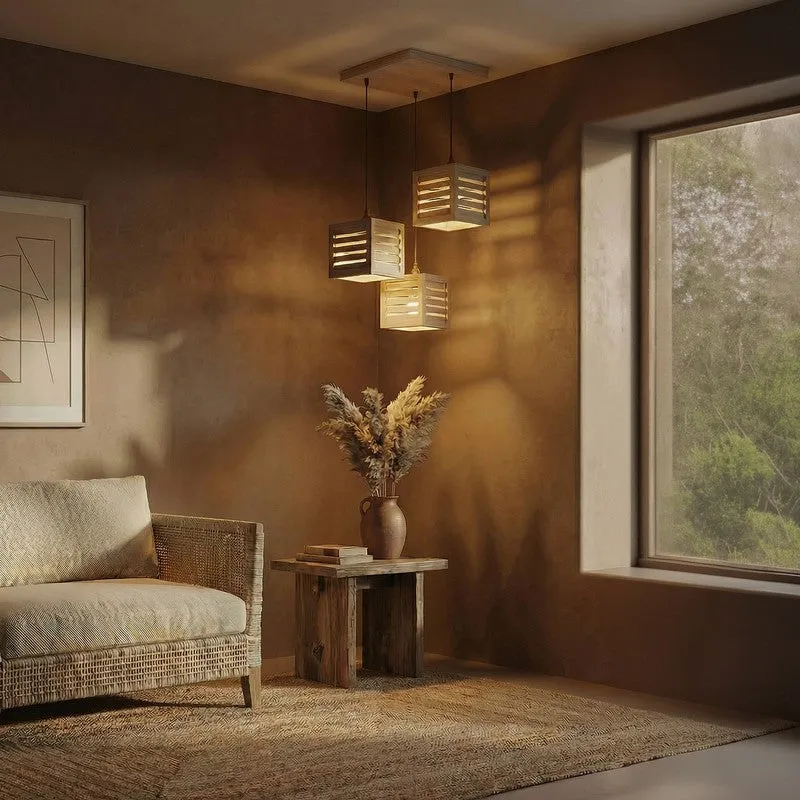 Urban Cage Wooden Ceiling Lamp - Beige media 1