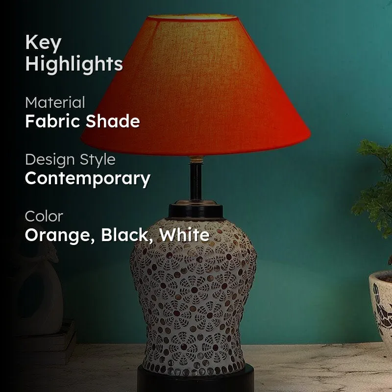 Solid Fusion Fabric Table Lamp - Orange,White media 2