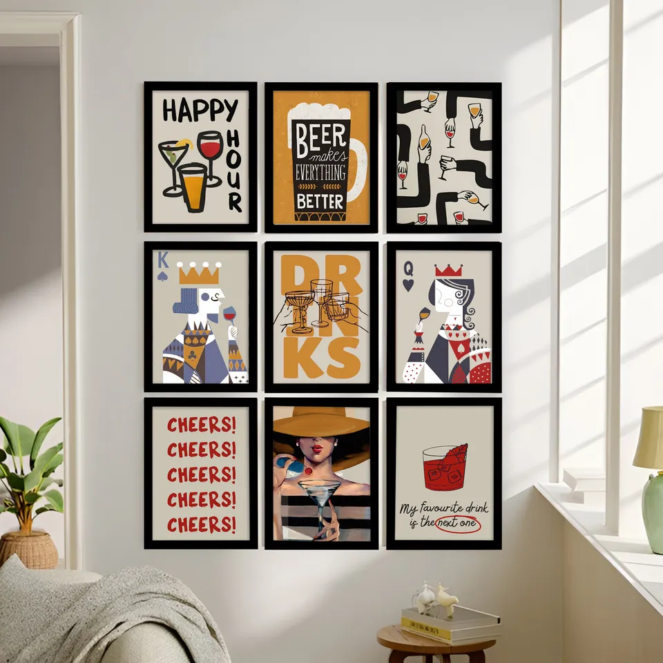 Party Wall Painting With Frame - Set Of Nine media 7