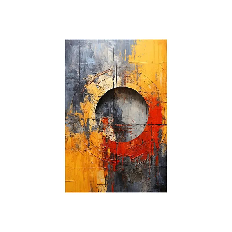 Flamma Cinere Abstract Poly Canvas Wall Painting - Grey & Yellow media 6