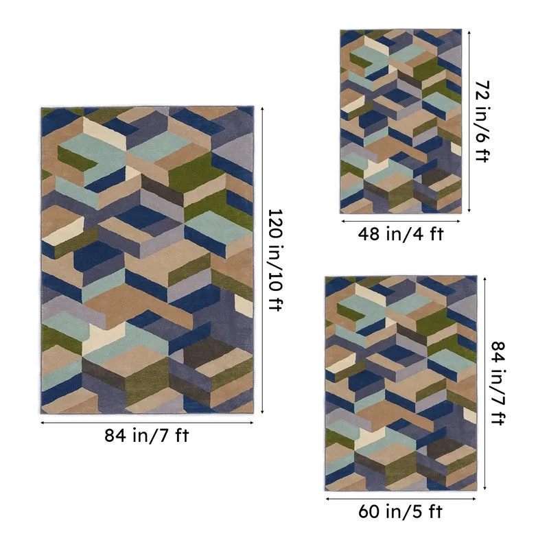 Elpenor Hand Tufted Geometric Wool & Nylon Carpet - Turquoise media 15