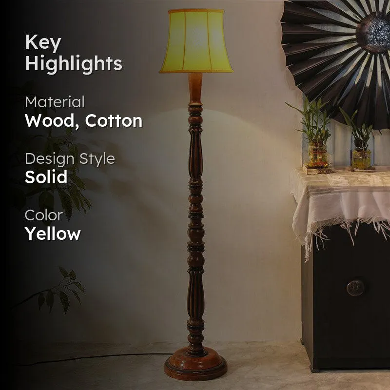 Masiya Miri Vintage Wooden Floor Lamp - Yellow media 2