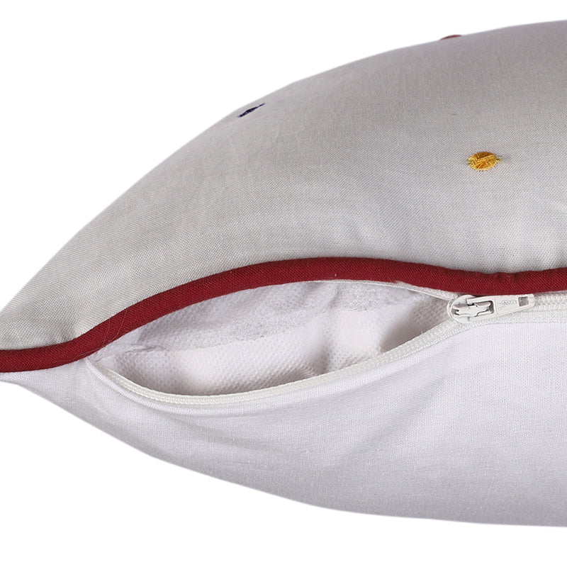 Dotti Charm Embroidered Cotton Cushion Cover - Set Of Two media 3