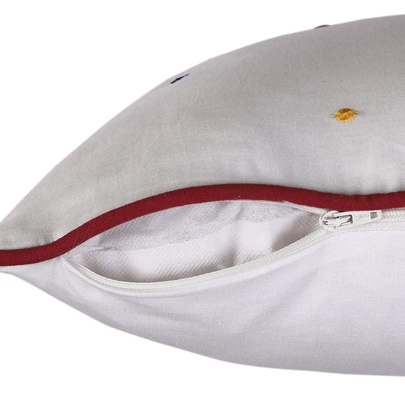Dotti Charm Embroidered Cotton Cushion Cover - Set Of Two media 3