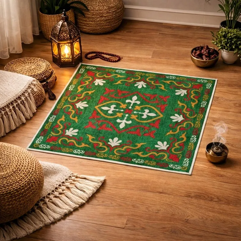 Divine Aangan Prayer Mat (Green) - 550 GSM media 1