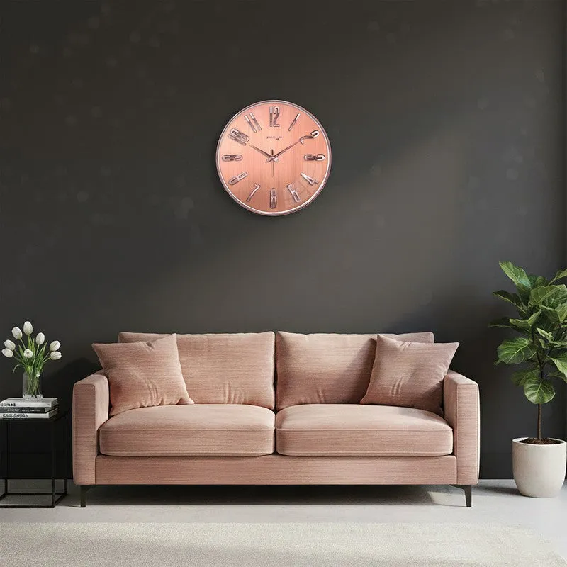 Elite Numeric Plastic Wall Clock - Pink & Rose Gold media 4