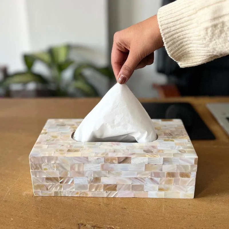 Suzzaine Handcrafted Mother Of Pearl Tissue Box media 4