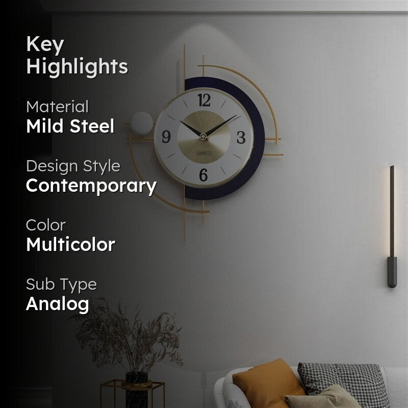 Cogged Silent Wall Clock - Multicolor media 2