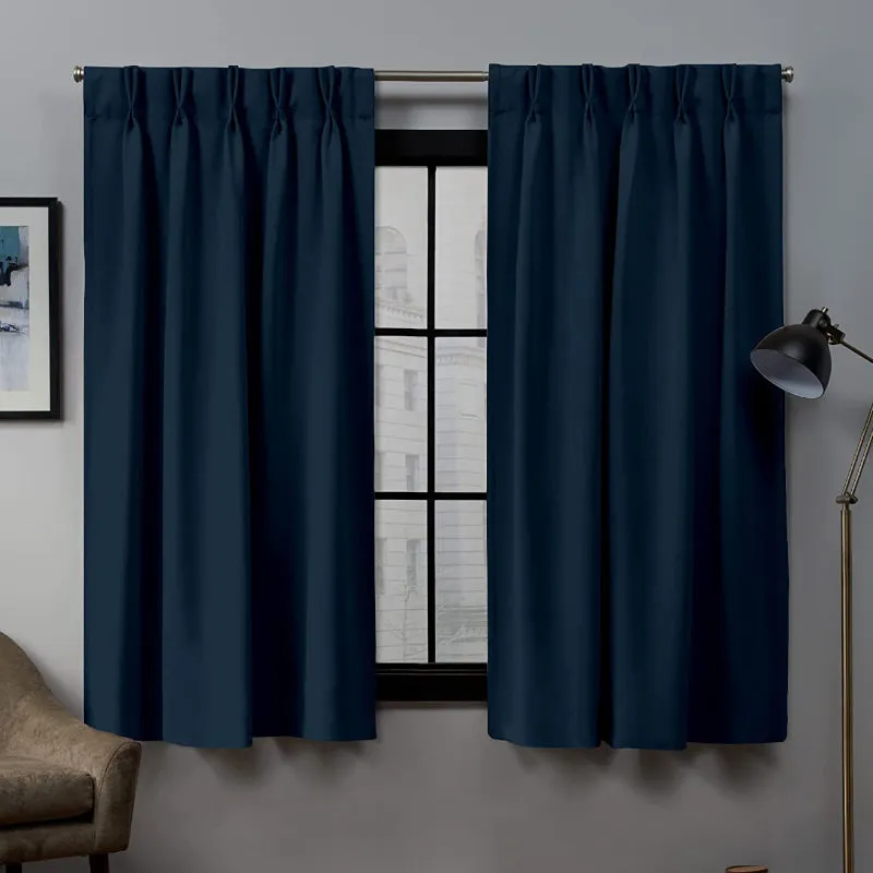 Imora Double Pinch Pleat Medium Width Curtain - Navy Blue media 1