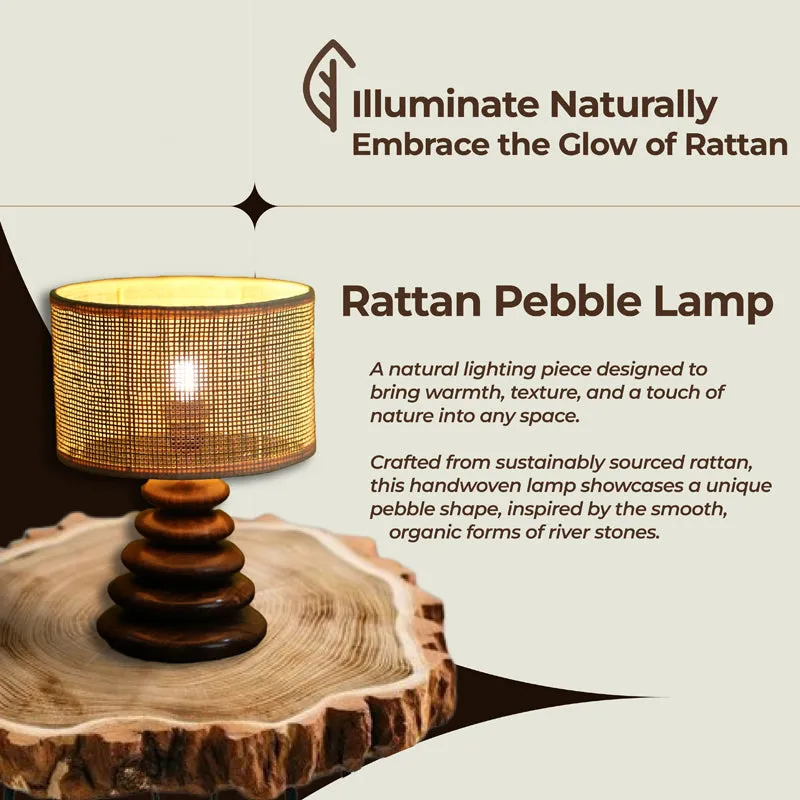 HearthLit Rattan Mango Wood Table Lamp - Beige,Brown media 6