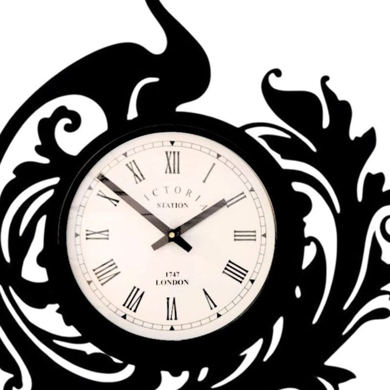 Peacock Steel Analog Wall Clock - Black media 5