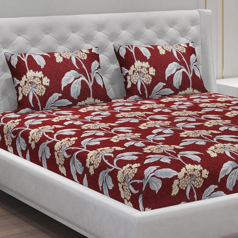 Monte Carlo Flow Garden Bedsheet (Maroon) - 120 GSM media 5