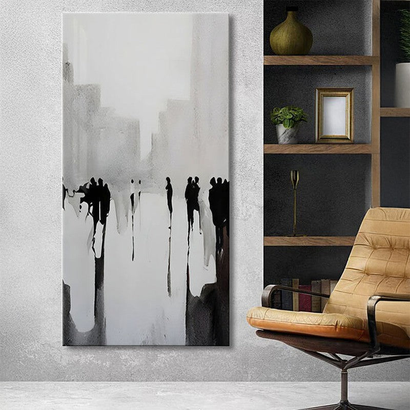 Silhouetted Cityscape Wall Painting