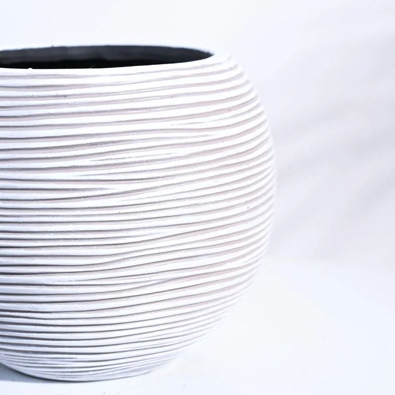 UGAOO Planter Vase Ball Rib - Ivory media 7