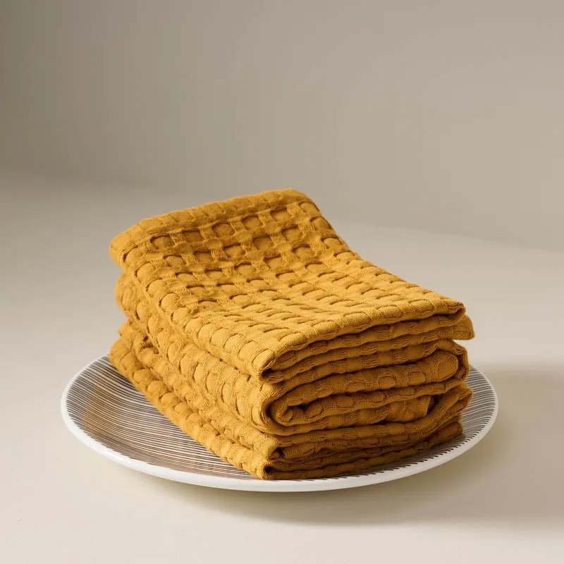 Cloud Soft Waffle Face Towel (Yellow) - Set Of Four media 1