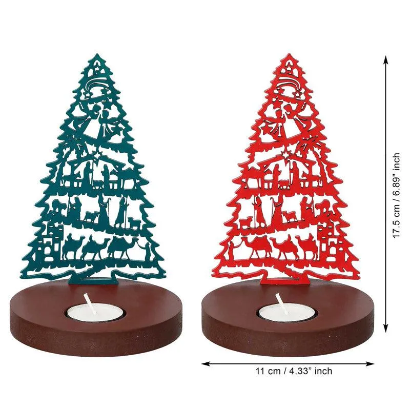 Manger & Tree Wood Christmas Tea Light Holder - Set Of Two media 7