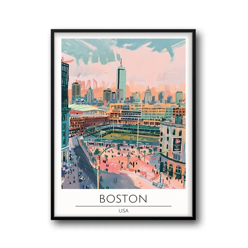 Vintage Boston Framed Canvas Wall Painting media 5