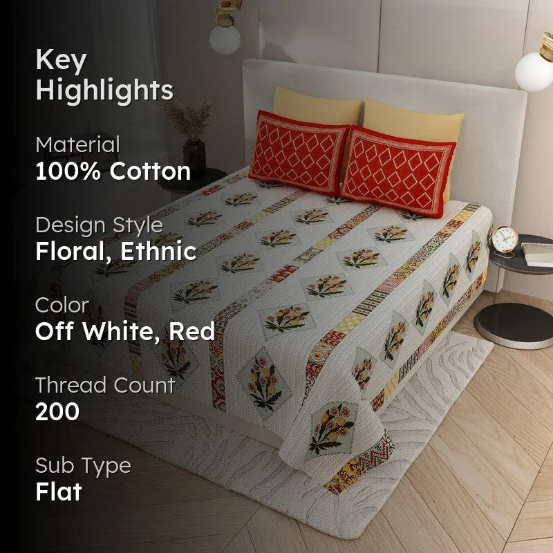 Ornate Blossom Cotton Bedsheet - 200 TC media 2