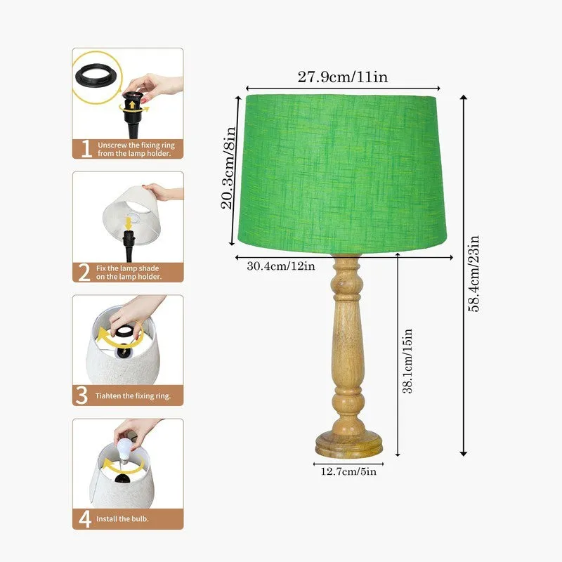 HavenGlow Peaceful Wooden Table Lamp - Green media 7