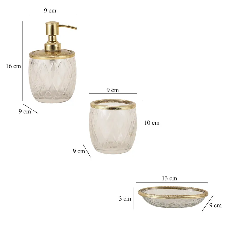 Viara Diamond Glass Bathroom Set - Gold media 5