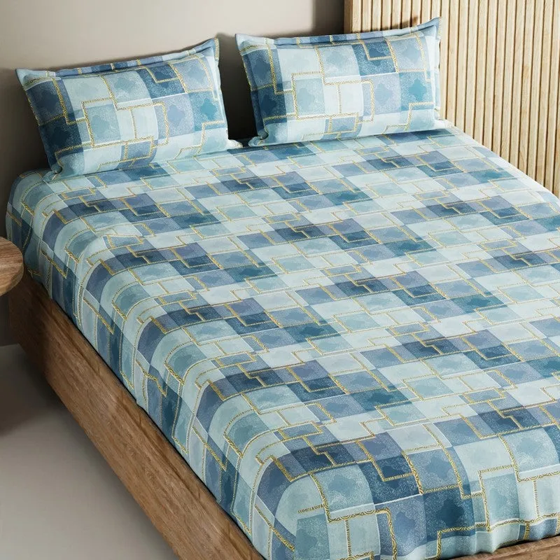 Irvyn Cotton Bedsheet (Blue) - 144 TC media 4