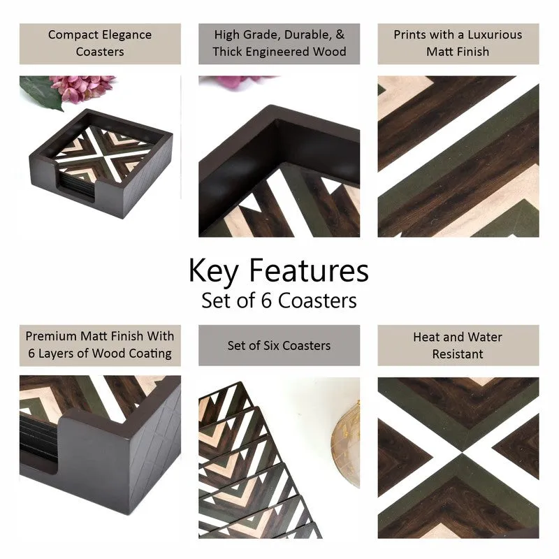 Rustic Square Wooden Coasters with Holder - Seven Piece Set media 6