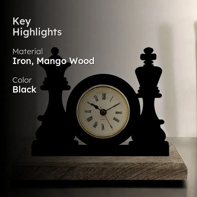 Queen's Gambit Iron & Mango Wood Table Clock media 2