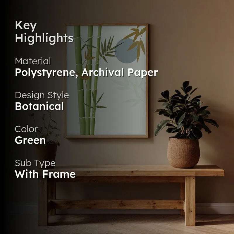 Ethereal Bamboo Botanical Archival Paper Wall Art - Natural Brown Frame media 2
