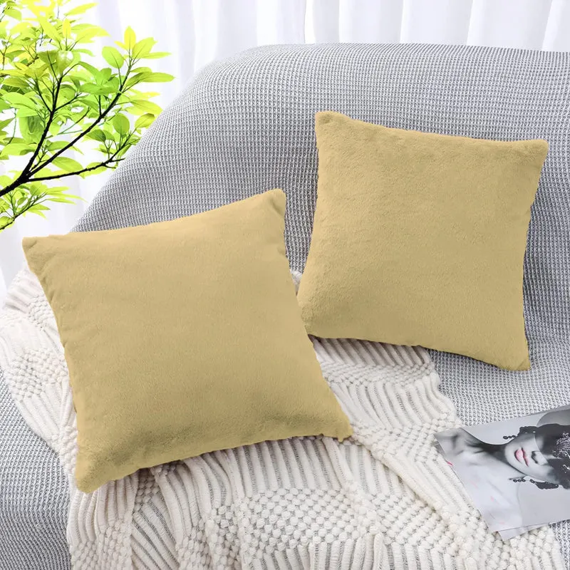 Fur Dual Cushion Cover Set (Gold) - Set Of Two media 3