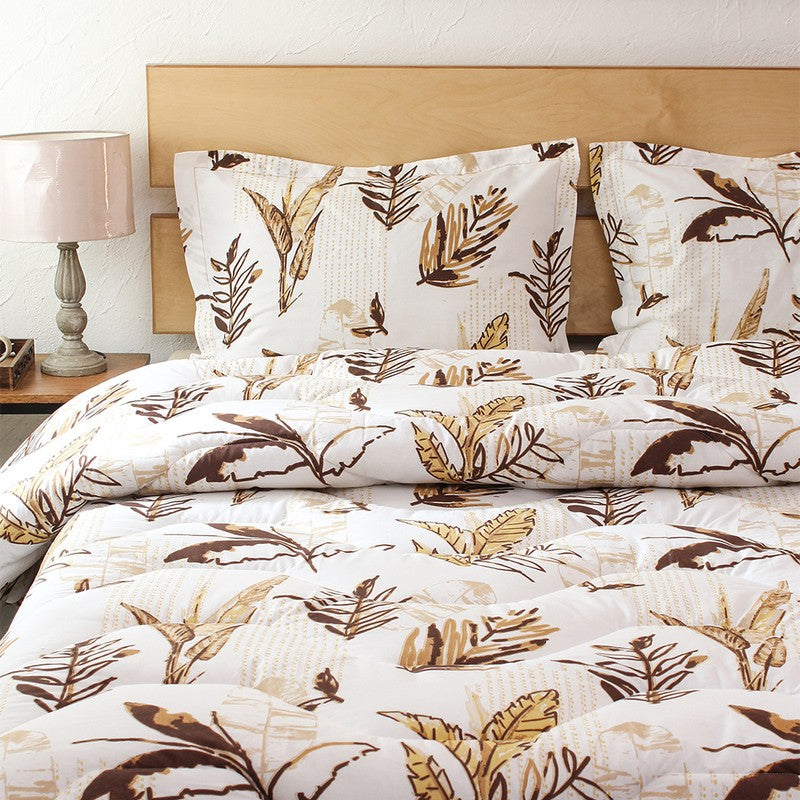 Neutral Leaf Cotton Comforter - 350 GSM media 3