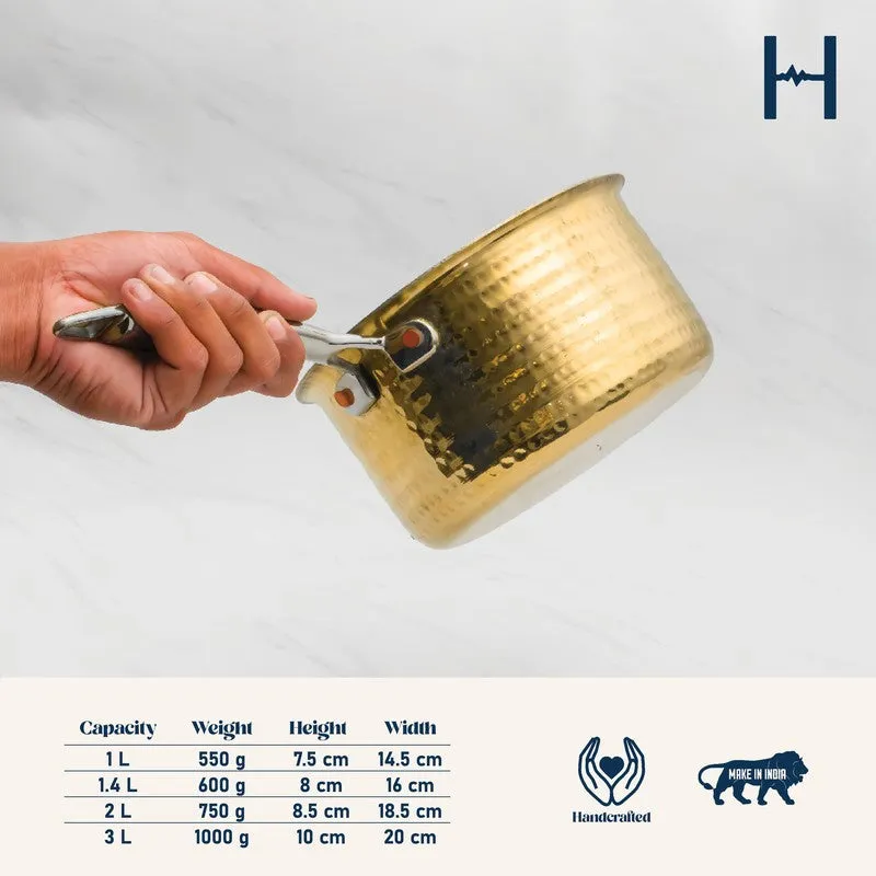 AurumCook Glossy Brass Saucepan - 1400 ML media 12