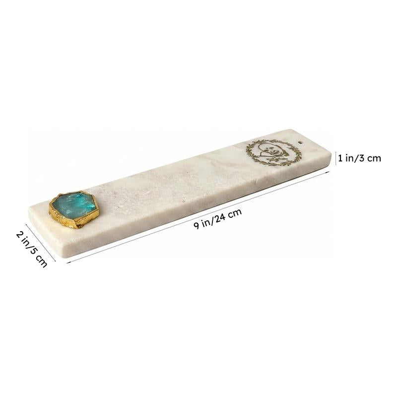 Guruji Marble Incense Holder With Agate Plating - Green media 6