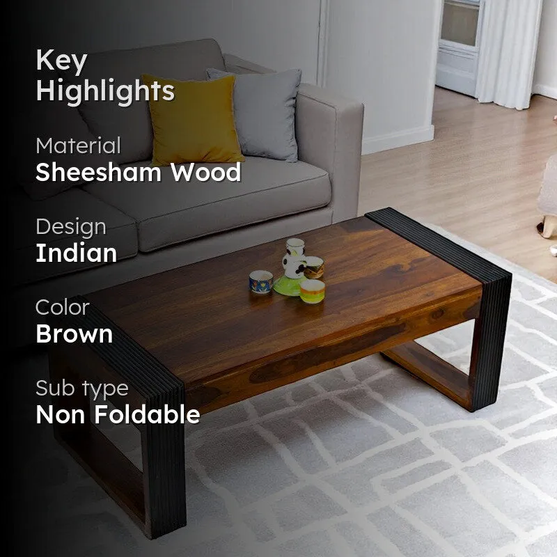 Zirox Sheesham Wooden Center Table - Brown,Black media 2